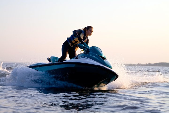 Experience the thrill of gliding over crystal-clear waters in Dubai. Enjoy a one-hour jet ski adventure making unforgettable memories while soaking in the stunning coastal views.